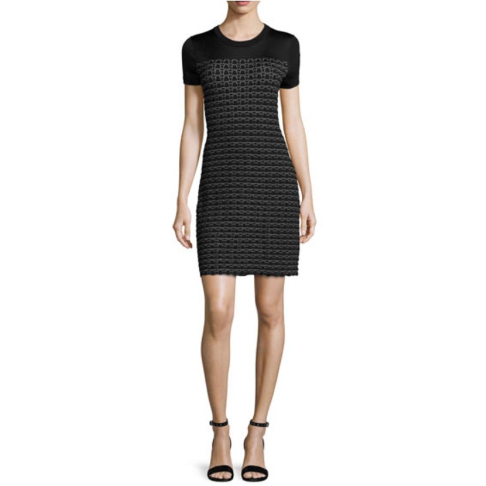 Rag & Bone Mini Dress Womens Large Black Sheer Yoke Textured Knit W272647XG